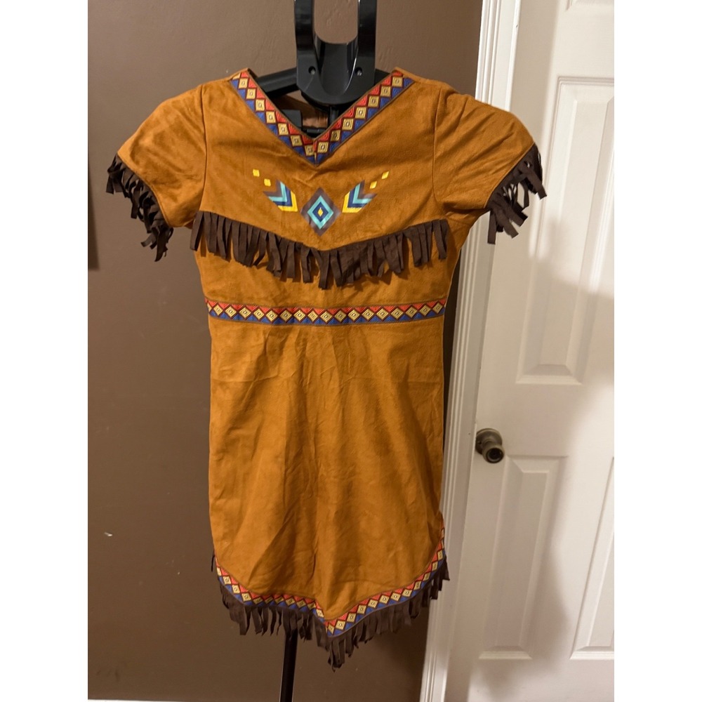 Girls Halloween Native American Costume Indian Kid Dress Size Small (4-6)